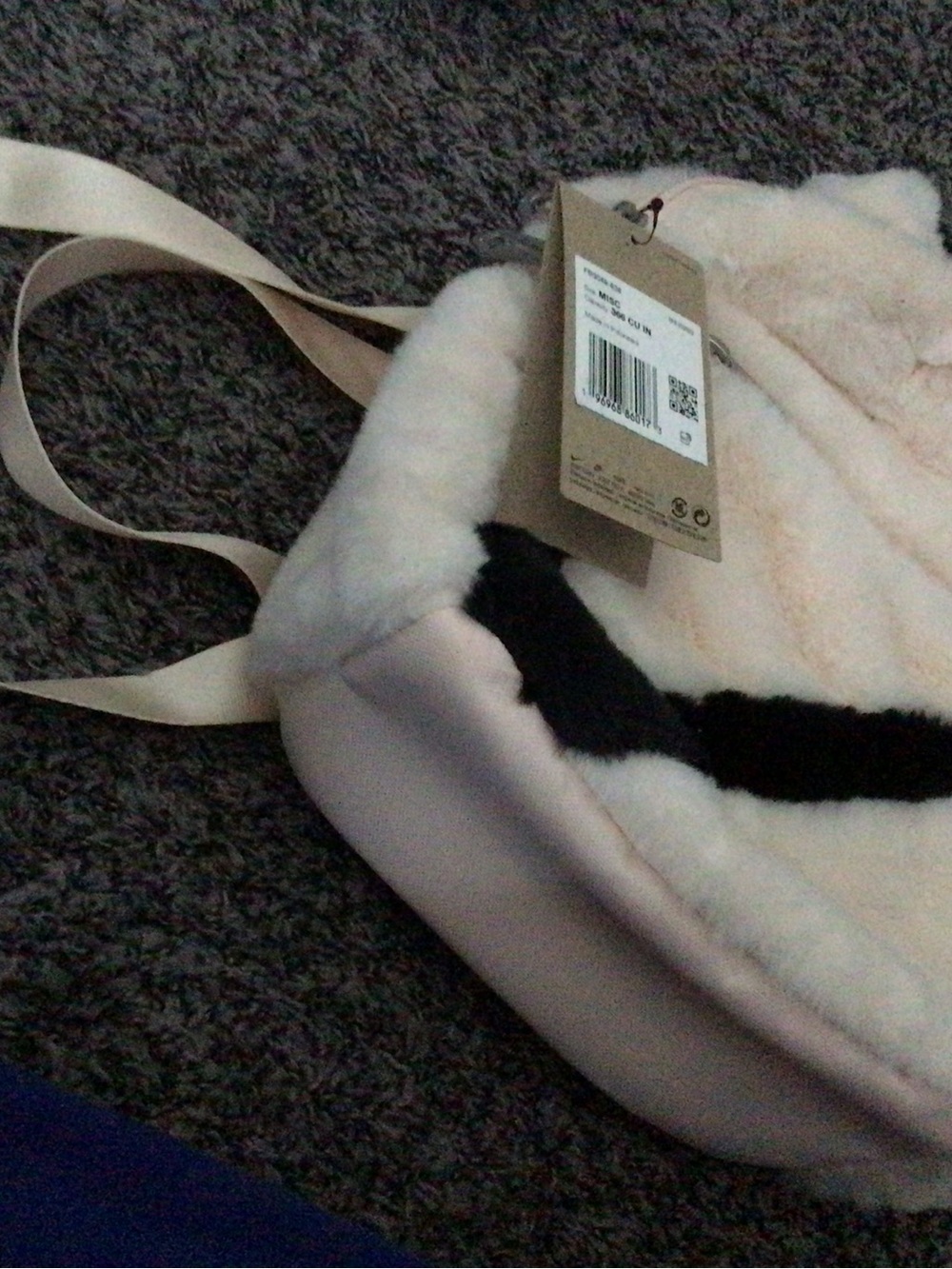 Nike Plush Faux-Fur Tote in Light Pink with Black Accent